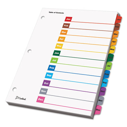 Onestep Printable Table Of Contents And Dividers, 12-tab, Jan. To Dec., 11 X 8.5, White, Assorted Tabs, 1 Set