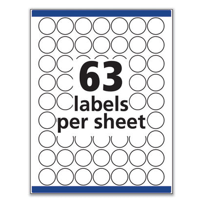 Removable Multi-use Labels, Inkjet/laser Printers, 1" Dia, White, 63/sheet, 15 Sheets/pack