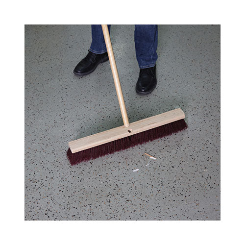 Floor Brush Head, 3.25" Maroon Stiff Polypropylene Bristles, 24" Brush