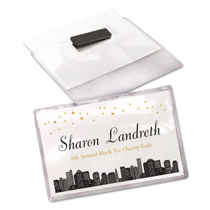 Magnetic Style Name Badge Kit, Horizontal, 4" X 3", White, 48/pack