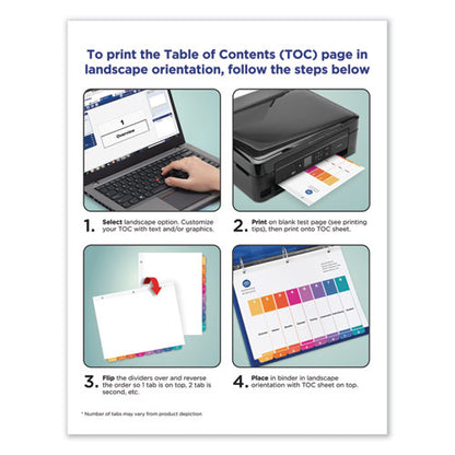 Customizable Toc Ready Index Multicolor Tab Dividers, 8-tab, 1 To 8, 11 X 8.5, White, Traditional Color Tabs, 1 Set