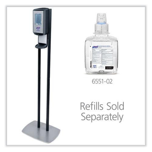 Cs6 Hand Sanitizer Floor Stand With Dispenser, 1,200 Ml, 13.5 X 5 X 28.5, Graphite/silver