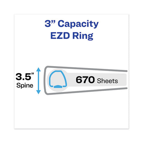 Heavy-duty View Binder With Durahinge And Locking One Touch Ezd Rings, 3 Rings, 3" Capacity, 11 X 8.5, Red