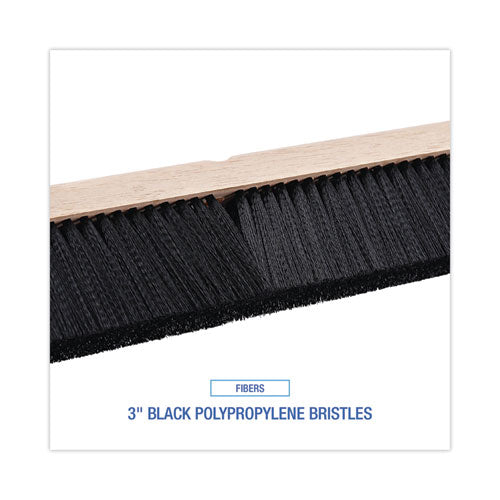 Floor Brush Head, 3" Black Polypropylene Bristles, 36" Brush