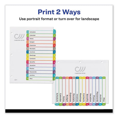 Customizable Toc Ready Index Multicolor Tab Dividers, 15-tab, 1 To 15, 11 X 8.5, White, Contemporary Color Tabs, 1 Set