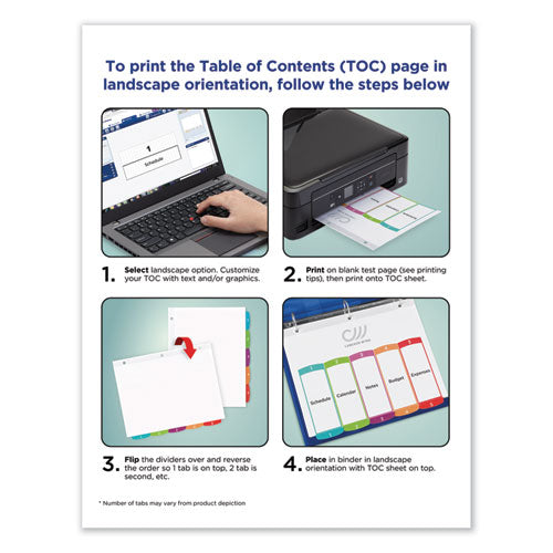 Customizable Toc Ready Index Multicolor Tab Dividers, 15-tab, 1 To 15, 11 X 8.5, White, Contemporary Color Tabs, 1 Set