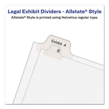 Preprinted Legal Exhibit Side Tab Index Dividers, Allstate Style, 10-tab, 5, 11 X 8.5, White, 25/pack