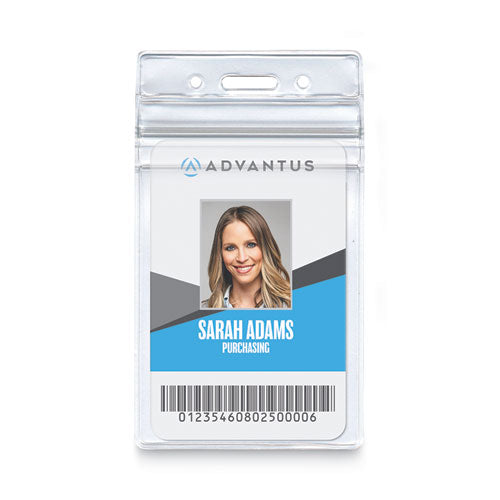 Resealable Id Badge Holders, Vertical, Frosted 3.68" X 5" Holder, 2.62" X 3.75" Insert, 50/pack