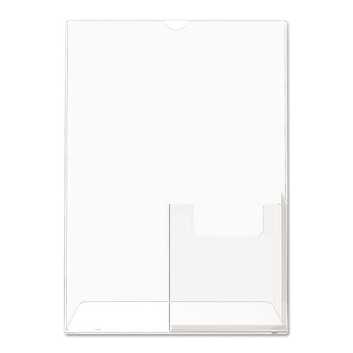 Superior Image Slanted Sign Holder With Front Pocket, 9w X 4.5d X 10.75h, Clear