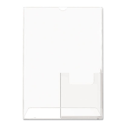 Superior Image Slanted Sign Holder With Front Pocket, 9w X 4.5d X 10.75h, Clear