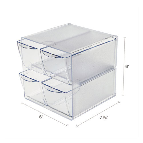 Stackable Cube Organizer, 4 Compartments, 4 Drawers, Plastic, 6 X 7.2 X 6, Clear