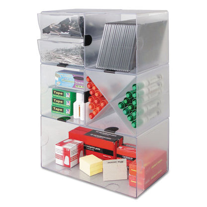 Stackable Cube Organizer, 4 Compartments, 4 Drawers, Plastic, 6 X 7.2 X 6, Clear