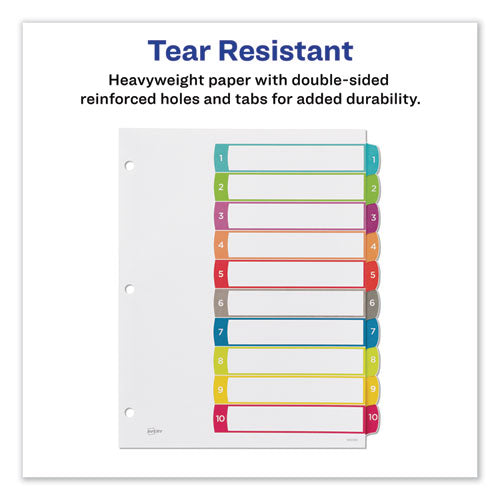 Customizable Toc Ready Index Multicolor Tab Dividers, 10-tab, 1 To 10, 11 X 8.5, White, Contemporary Color Tabs, 1 Set