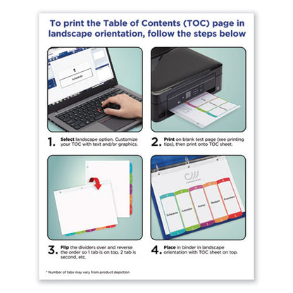 Customizable Toc Ready Index Multicolor Tab Dividers, 10-tab, 1 To 10, 11 X 8.5, White, Contemporary Color Tabs, 1 Set