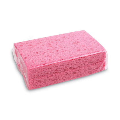 Small Cellulose Sponge, 3.6 X 6.5, 0.9" Thick, Pink, 2/pack, 24 Packs/carton