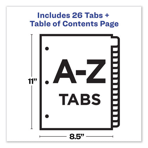 Customizable Toc Ready Index Multicolor Tab Dividers, 26-tab, A To Z, 11 X 8.5, White, Contemporary Color Tabs, 1 Set