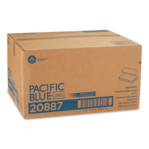 Pacific Blue Ultra Folded Paper Towels, 1-ply, 10.2 X 10.8, White, 220/pack, 10 Packs/carton