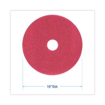 Buffing Floor Pads, 19" Diameter, Red, 5/carton