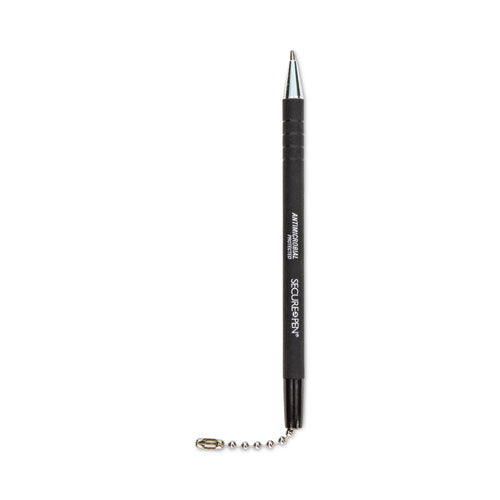 Replacement Antimicrobial Counter Chain Ballpoint Counter Pen, Medium, 1 Mm, Black Ink, Black