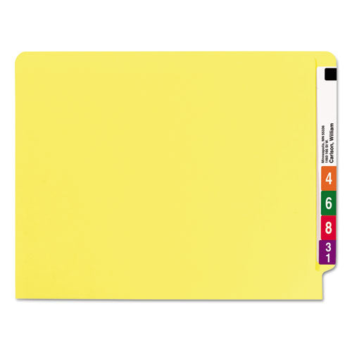 Heavyweight Colored End Tab Fastener Folders, 0.75" Expansion, 2 Fasteners, Letter Size, Yellow Exterior, 50/box