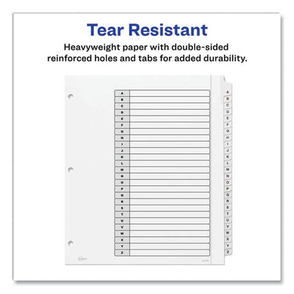 Customizable Toc Ready Index Black And White Dividers, 26-tab, A To Z, 11 X 9.25, 1 Set