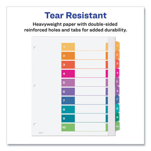 Customizable Toc Ready Index Multicolor Tab Dividers, Extra Wide Tabs, 10-tab, 1 To 10, 11 X 9.25, White, 1 Set