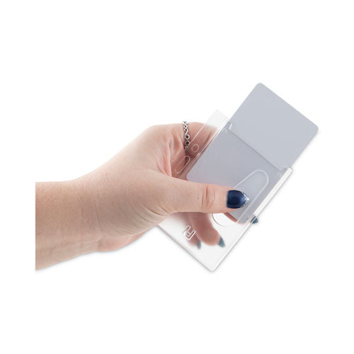 Frosted One-card Rigid Badge Holders, Horizontal, Frosted 3.68" X 2.75" Holder, 3.38" X 2.13" Insert, 25/box