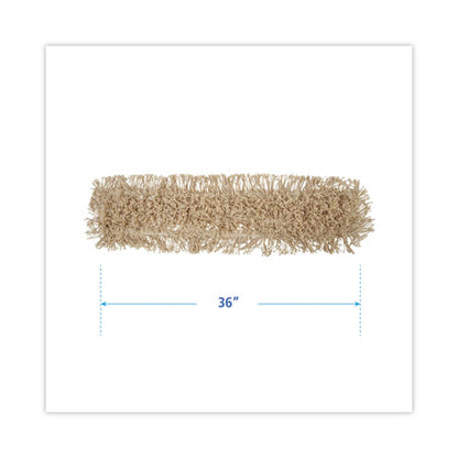 Industrial Dust Mop Head, Washable, Hygrade Cotton, 36w X 5d, White