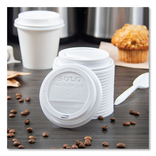 Traveler Cappuccino Style Dome Lid, Polystyrene, Fits 10 Oz To 24 Oz Hot Cups, White, 100/pack, 10 Packs/carton