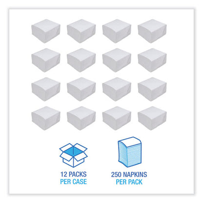 Dinner Napkin, 1-ply, 17 X 17, White, 250/pack, 12 Packs/carton