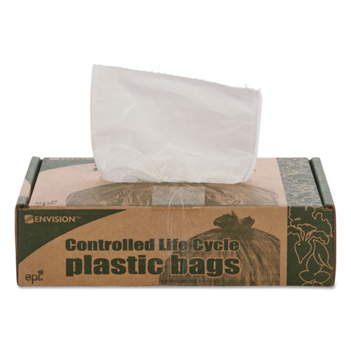 Controlled Life-cycle Plastic Trash Bags, 13 Gal, 0.7 Mil, 24" X 30", White, 120/box