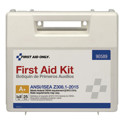 Ansi 2015 Compliant Class A+ Type I And Ii First Aid Kit For 25 People, 141 Pieces, Plastic Case