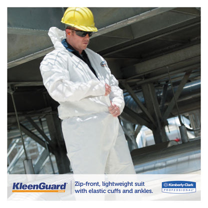 A35 Liquid And Particle Protection Coveralls, Zipper Front, Hooded, Elastic Wrists And Ankles, Large, White, 25/carton