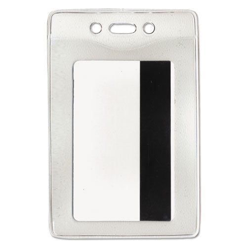 Security Id Badge Holders, Vertical, Pre-punched For Chain/clip, Clear, 2.63" X 4.38" Holder, 2.38" X 3.75" Insert, 50/box