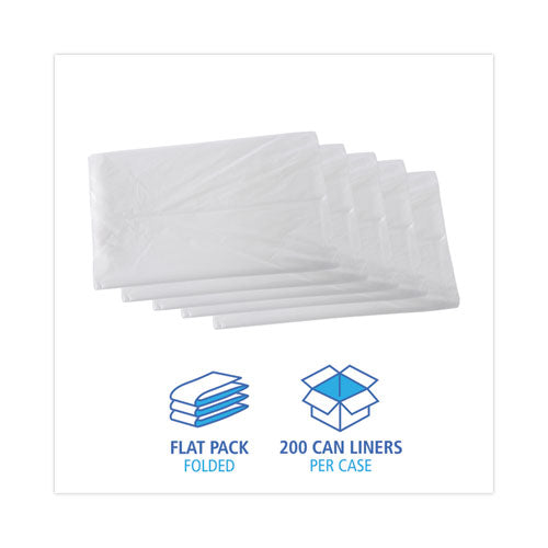 High Density Industrial Can Liners Flat Pack, 45 Gal, 16 Mic, 40 X 48, Natural, 200/carton