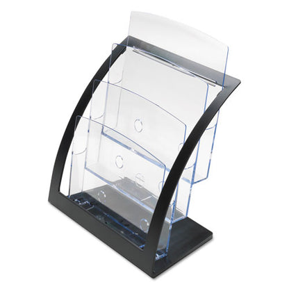 3-tier Literature Holder, Leaflet Size, 11.25w X 6.94d X 13.31h, Black, Ships In 4-6 Business Days