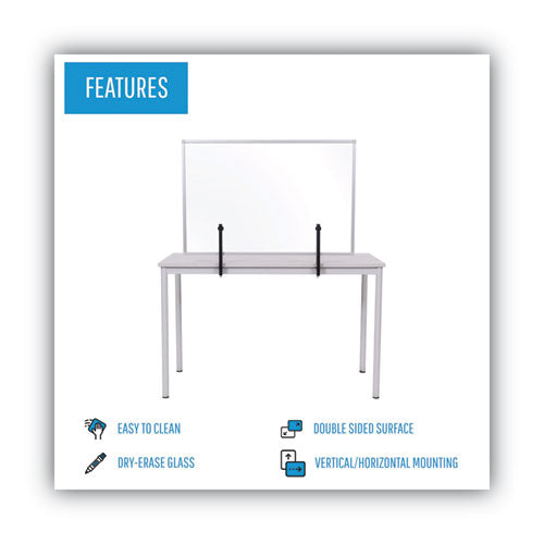 Protector Series Glass Aluminum Desktop Divider, 35.4 X 0.16 X 23.6, Clear