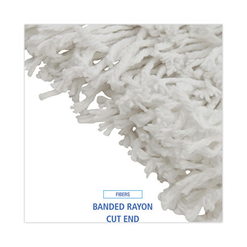 Banded Rayon Cut-end Mop Heads, #24, White, 1.25" Headband, 12/carton