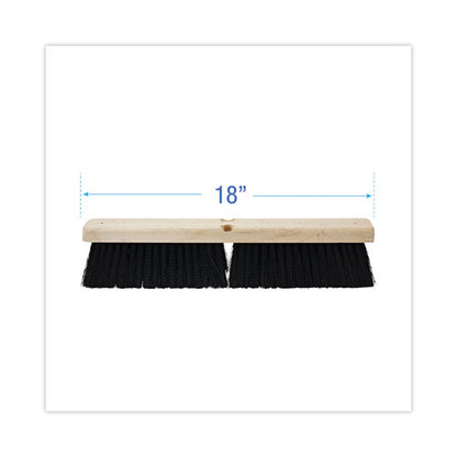 Floor Brush Head, 3" Black Medium Weight Polypropylene Bristles, 18" Brush