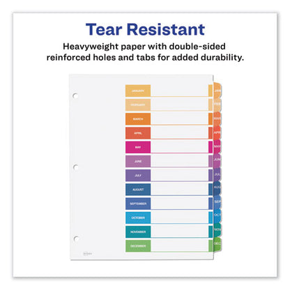 Customizable Toc Ready Index Multicolor Tab Dividers, 12-tab, Jan. To Dec., 11 X 8.5, White, Traditional Color Tabs, 1 Set