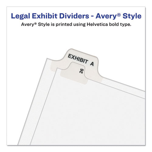 Preprinted Legal Exhibit Side Tab Index Dividers, Avery Style, 25-tab, Table Of Contents, 11 X 8.5, White, 25/pack