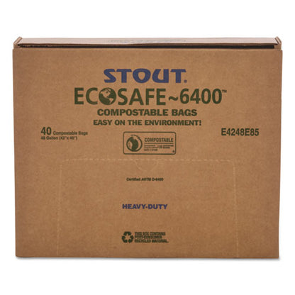 Ecosafe-6400 Bags, 48 Gal, 0.85 Mil, 42" X 48", Green, 40/box