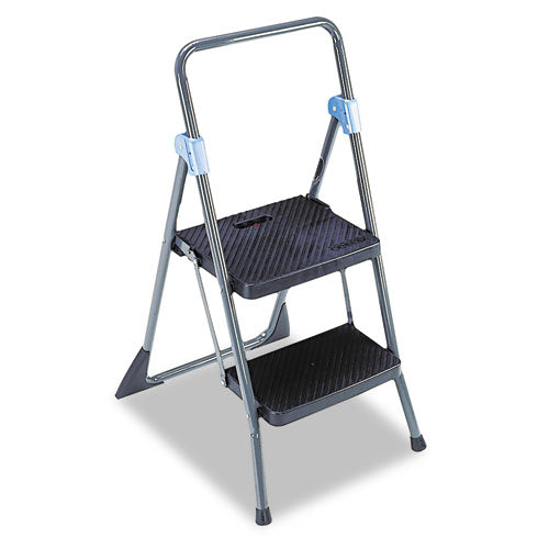 Commercial 2-step Folding Stool, 300 Lb Capacity, 20.5 X 24.75 X 39.5, Gray