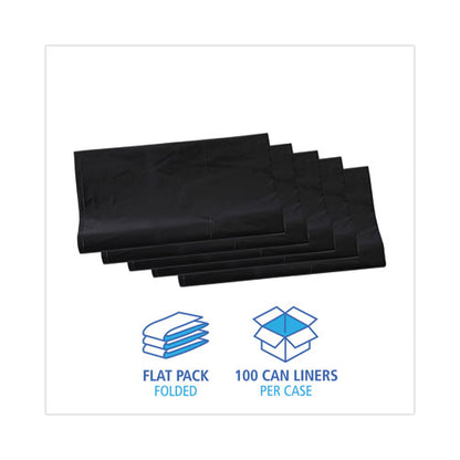 Linear Low Density Industrial Can Liners, 56 Gal, 1.7 Mil, 43 X 47, Black, 100/carton