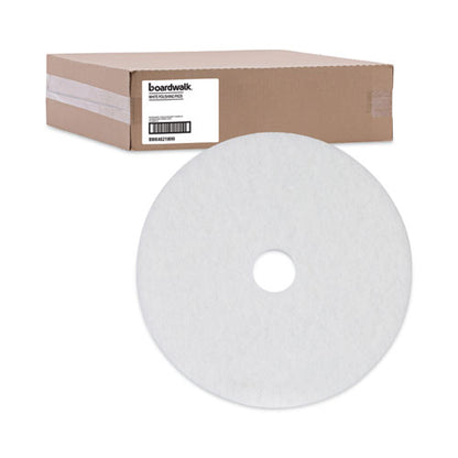 Polishing Floor Pads, 21" Diameter, White, 5/carton