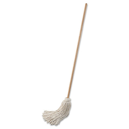 Handle/deck Mop, #32 White Cotton Head, 54" Natural Wood Handle, 6/pack