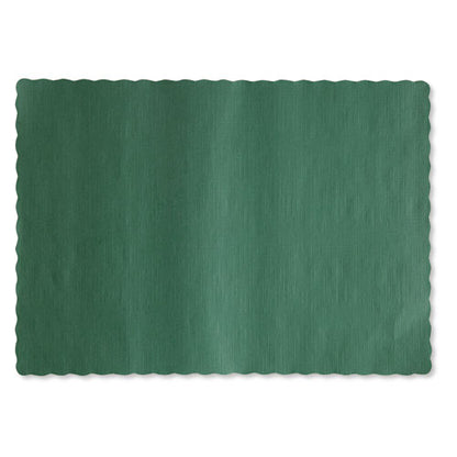 Solid Color Scalloped Edge Placemats, 9.5 X 13.5, Hunter Green, 1,000/carton