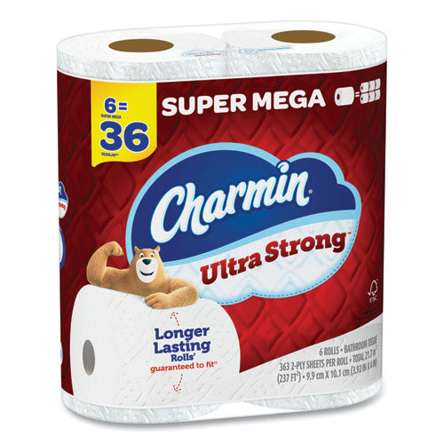 Ultra Strong Bathroom Tissue, Super Mega Rolls, Septic Safe, 2-ply, White, 363 Sheet Roll, 6 Rolls/pack, 3 Packs/carton