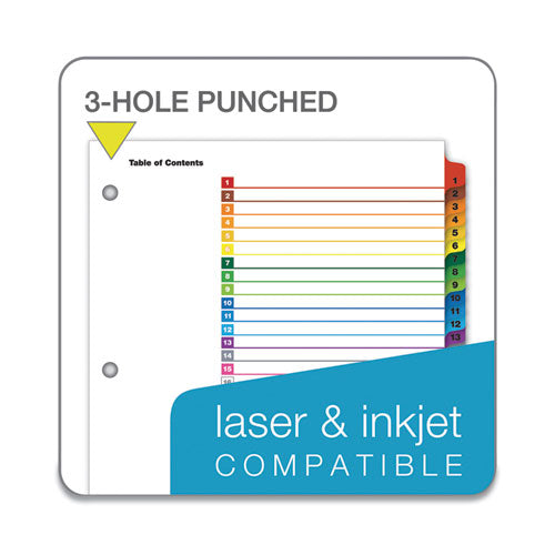 Onestep Printable Table Of Contents And Dividers, 31-tab, 1 To 31, 11 X 8.5, White, Assorted Tabs, 1 Set