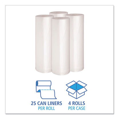 Recycled Low-density Polyethylene Can Liners, 45 Gal, 1.4 Mil, 40" X 46", Clear, 10 Bags/roll, 10 Rolls/carton